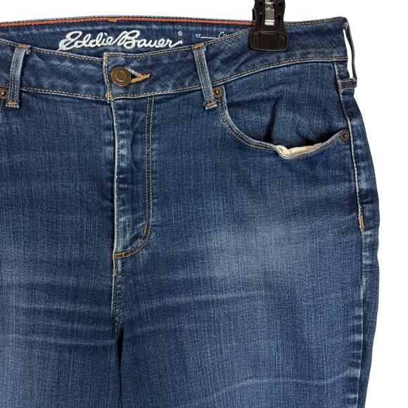 Eddie Bauer Jeans Womens 12T Blue Denim Curvy 5-Pockets Bootcut Leg Zip Fly - Picture 6 of 16